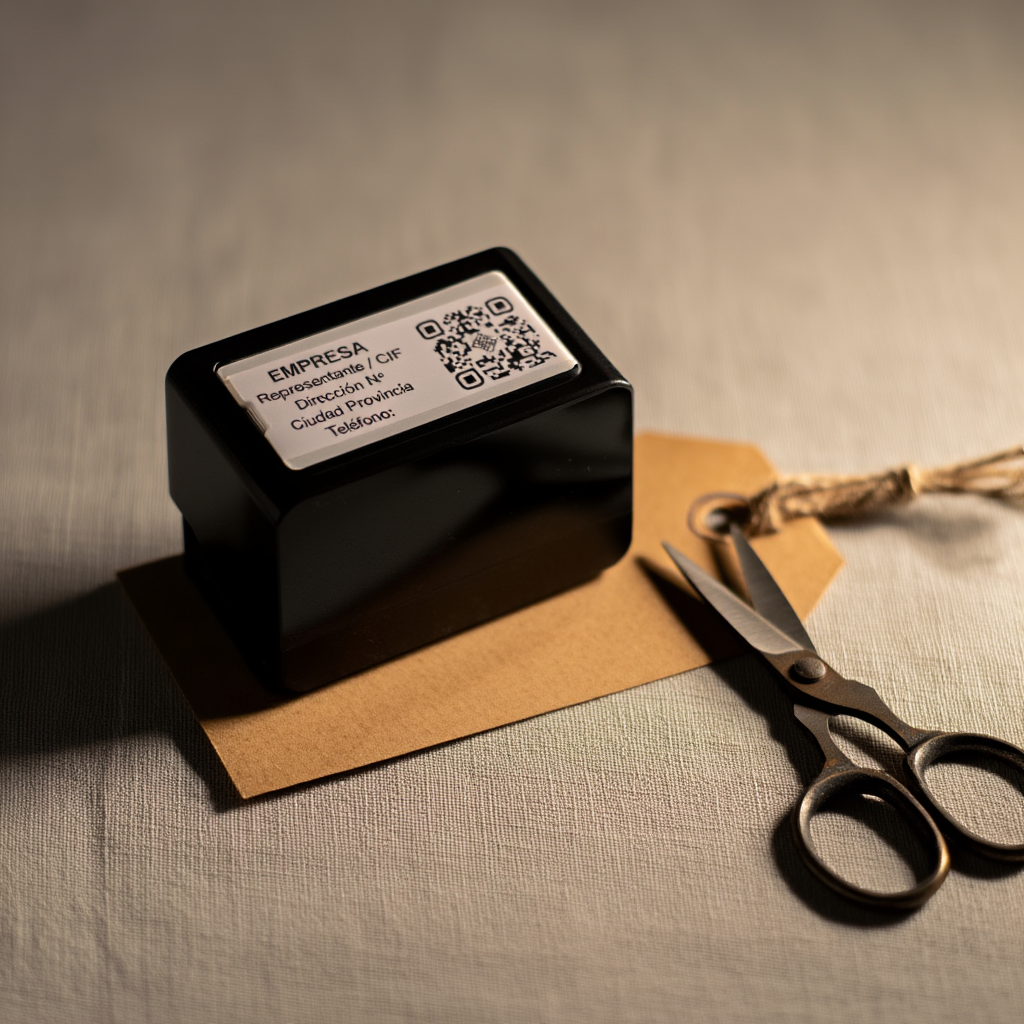 Sello con código QR para conectar a web o reseñas